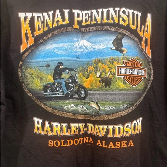 New with tags Harley-Davidson Black and Blue Alaska Adventure Tee 2XL - Picture 5 of 5